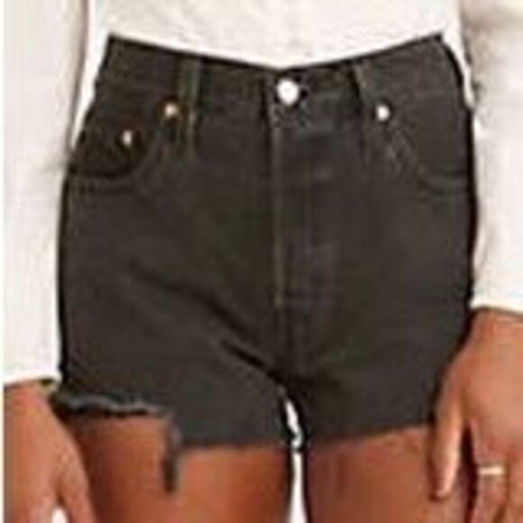 LEVI'S 501 High Rise Womens Denim Shorts - Lunar Black Size 31 - Picture 1 of 3